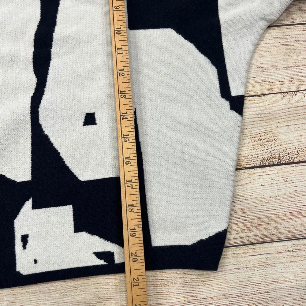 TAHARI Women Black White Abstract‎ Print Crew Neck Sweater Top Size Small - Picture 6 of 7